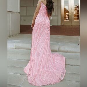 Glamorous Pink Backless Sequin Dress